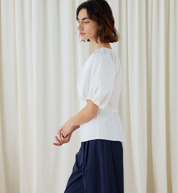 DES PRES「ストレッチポプリン ギャザーブラウス」|シャツ・ブラウス|