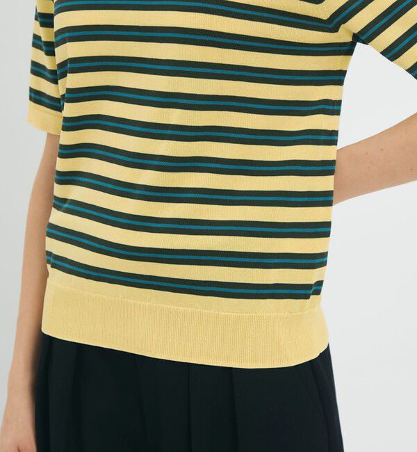 CABaN「コットンストライプ ハーフスリーブプルオーバー」|ニット・セーター|