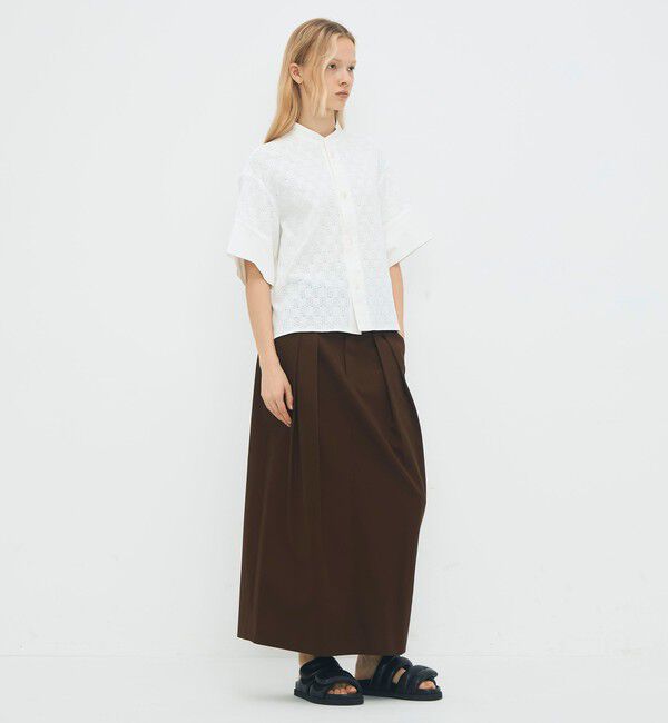 CABaN「コットンスクエアレース ハーフスリーブシャツ」|シャツ・ブラウス|