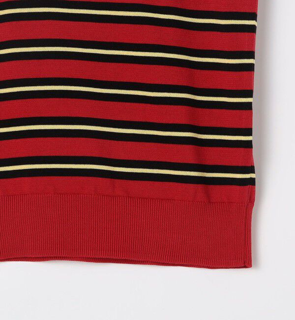 CABaN「コットンストライプ ポロハーフスリーブプルオーバー」|ニット・セーター|