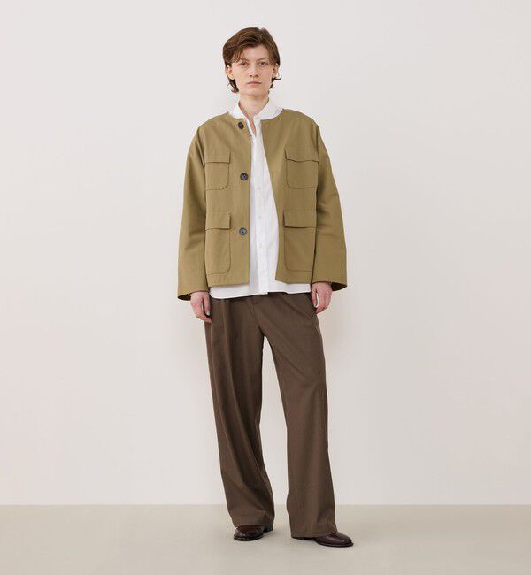 GALERIE VIE「モイストコットン リラックスフィットジャケット」|ノーカラージャケット|