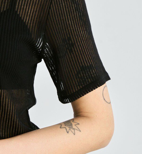 Edition「シアーストライプ ハーフスリーブトップス」|Tシャツ・カットソー|