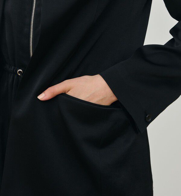 DES PRES「レーヨンサテン クルーネックジャケット」|ノーカラージャケット|