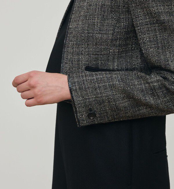 DES PRES「ウールリネンツイード クロップドジャケット」|ノーカラージャケット|