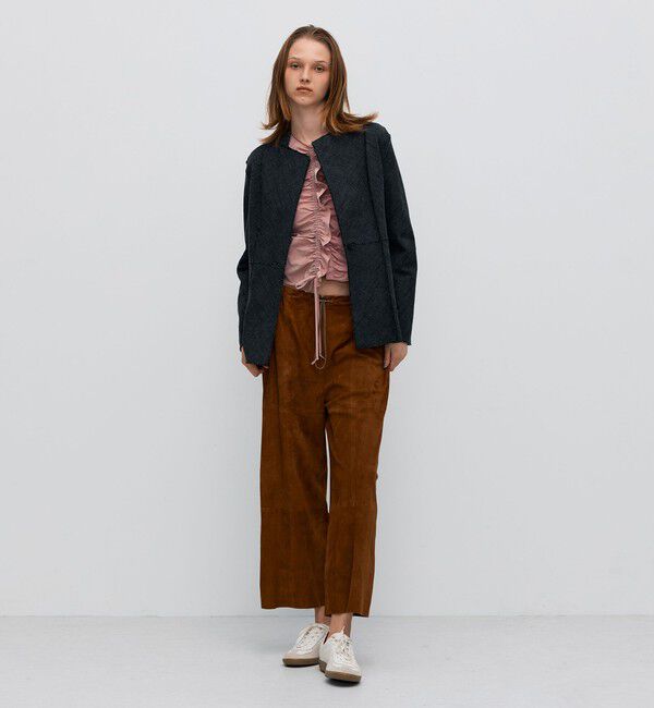 BACCA「ヘリンボーンツイード ノーカラージャケット」|ノーカラージャケット|