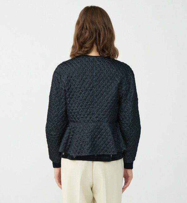 Ballsey「ラメマトラッセ バックペプラムジャケット」|ノーカラージャケット|