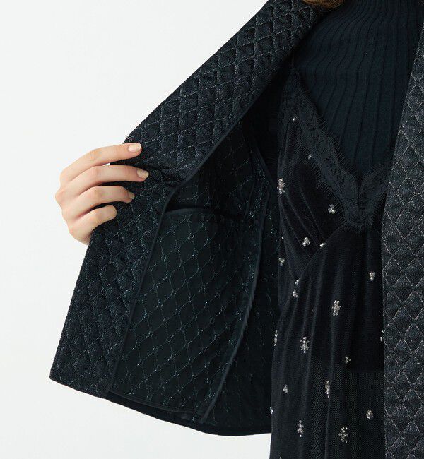 Ballsey「ラメマトラッセ バックペプラムジャケット」|ノーカラージャケット|