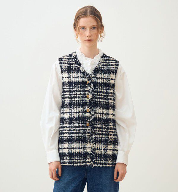 TOMORROWLAND collection「オーロラグレンチェック Vカラージレ」|ベスト・ジレ|