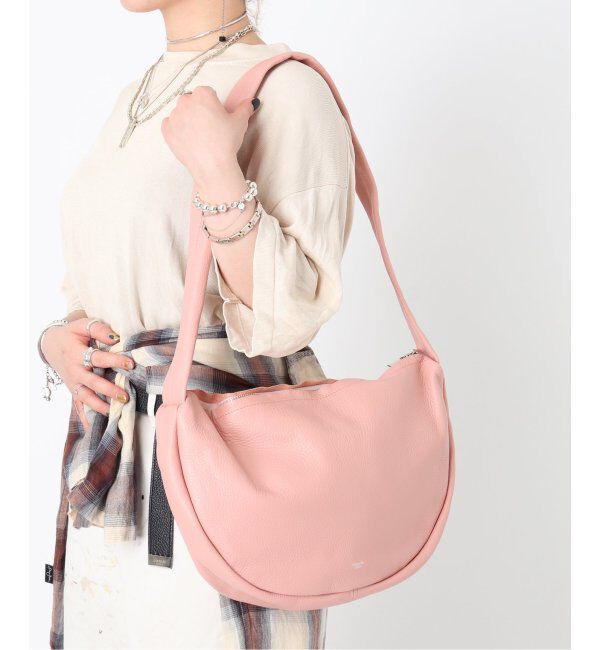  「【blancle/ ブランクレ】S.LETHER SEMI CIRCLE HARF SHOULDER」|ショルダー・メッセンジャー|ピンク