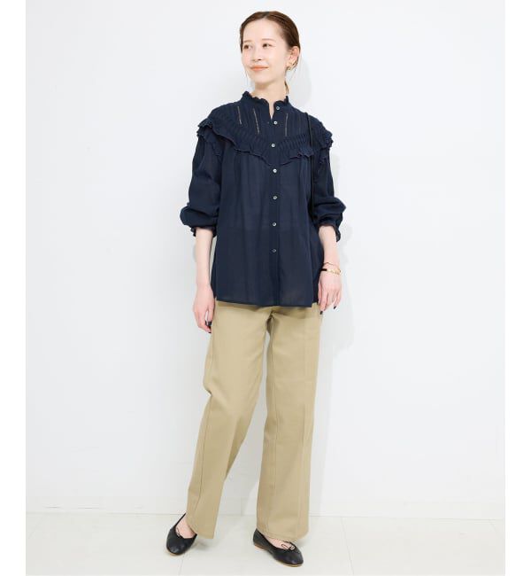 SLOBE IENA「《WEB限定/追加2》フリルピンタックブラウス」|シャツ・ブラウス|
