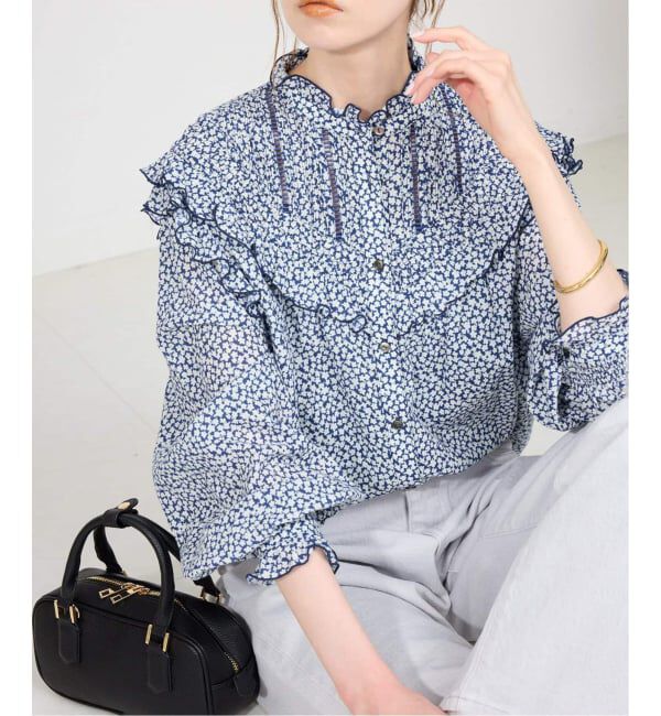 SLOBE IENA「《WEB限定/追加2》フリルピンタックブラウス」|シャツ・ブラウス|