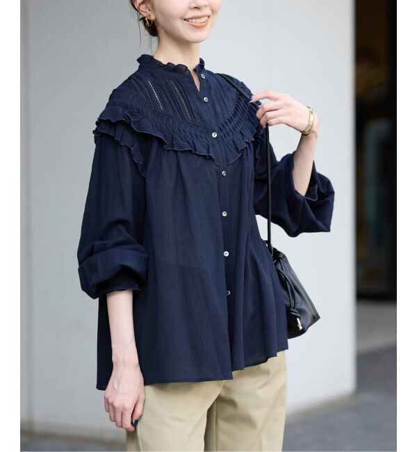 SLOBE IENA「《WEB限定/追加2》フリルピンタックブラウス」|シャツ・ブラウス|