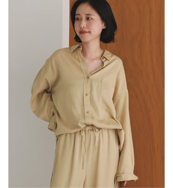 SLOBE IENA「《セットアップ対応可》製品染めシャツ」|シャツ・ブラウス|ベージュ