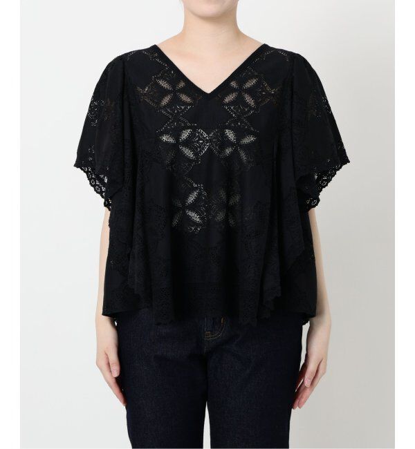 SLOBE IENA「《WEB限定/追加》レースフリルVネックブラウス」|シャツ・ブラウス|