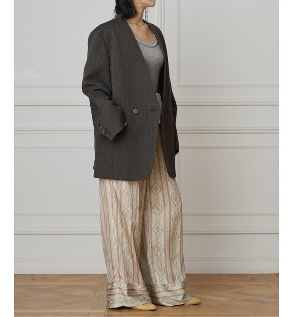 IENA LA BOUCLE「IENA LA BOUCLE メランジウールカラーレスジャケット」|ノーカラージャケット|