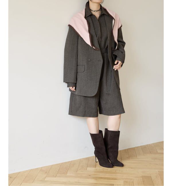 IENA LA BOUCLE「IENA LA BOUCLE メランジウールカラーレスジャケット」|ノーカラージャケット|