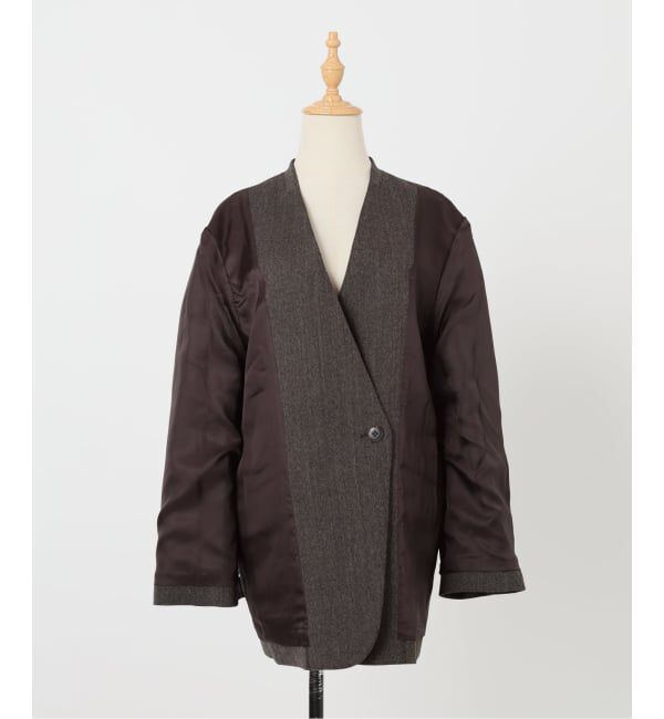 IENA LA BOUCLE「IENA LA BOUCLE メランジウールカラーレスジャケット」|ノーカラージャケット|