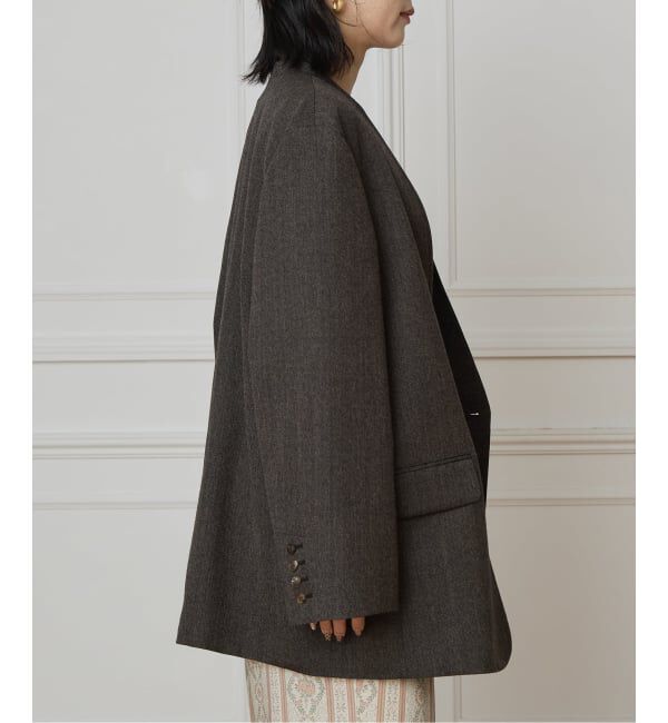 IENA LA BOUCLE「IENA LA BOUCLE メランジウールカラーレスジャケット」|ノーカラージャケット|