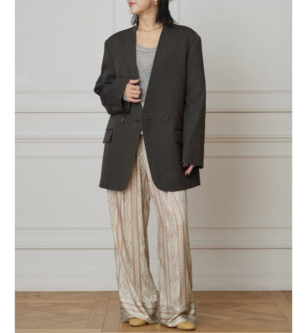 IENA LA BOUCLE「IENA LA BOUCLE メランジウールカラーレスジャケット」|ノーカラージャケット|