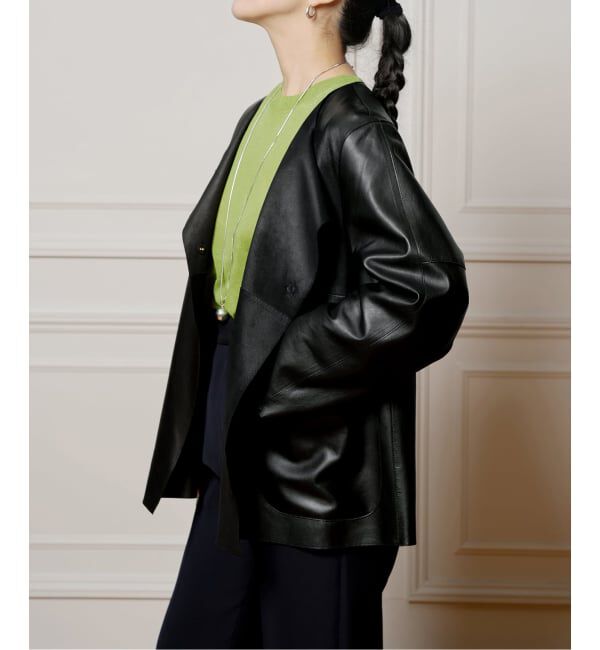 IENA LA BOUCLE「《追加予約》IENA LA BOUCLE SHEEPレザージャケット」|ノーカラージャケット|