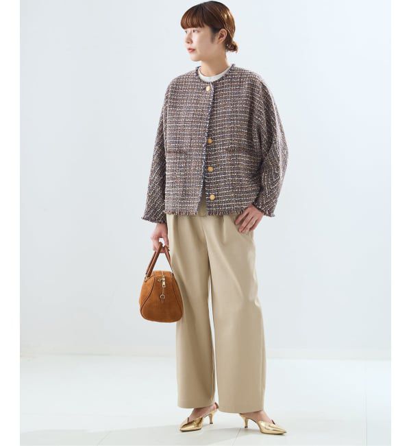 journal standard L'essage「《追加5》【金子綾さん着用】GIOLICATWEED ドルマンジャケット」|ノーカラージャケット|