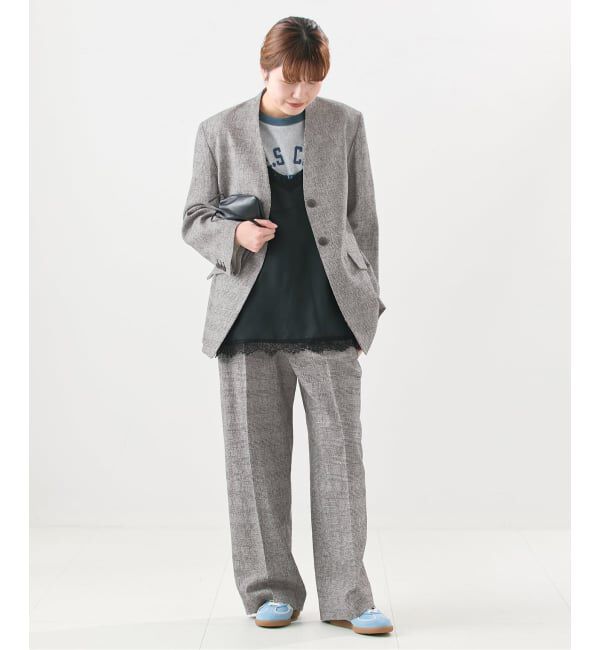 journal standard L'essage「ツイードグレンチェックジャケット」|ノーカラージャケット|