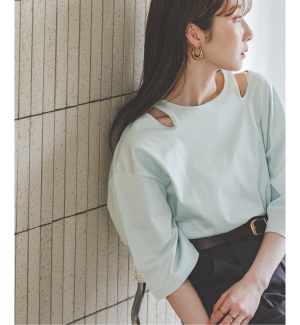 NOBLE「Room no.8/ルームエイト スムースコットンネックオープントップス」|Tシャツ・カットソー|