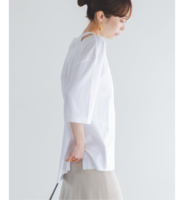 NOBLE「Room no.8/ルームエイト スムースコットンネックオープントップス」|Tシャツ・カットソー|