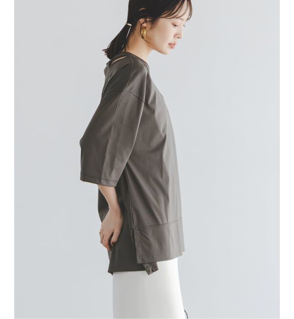 NOBLE「Room no.8/ルームエイト スムースコットンネックオープントップス」|Tシャツ・カットソー|