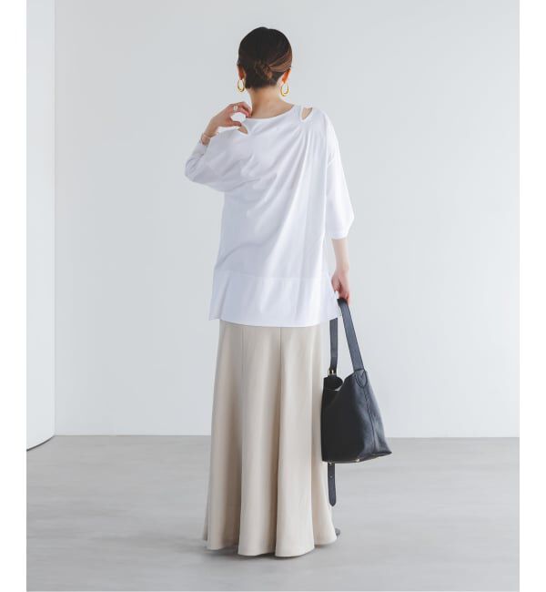 NOBLE「Room no.8/ルームエイト スムースコットンネックオープントップス」|Tシャツ・カットソー|