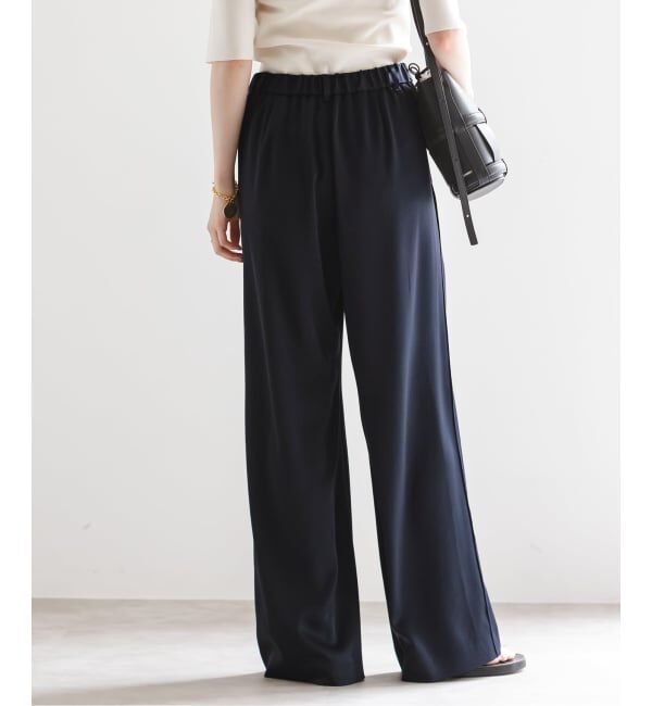 NOBLE「【洗える】ルナサテンベルテッドパンツ」|スラックス|