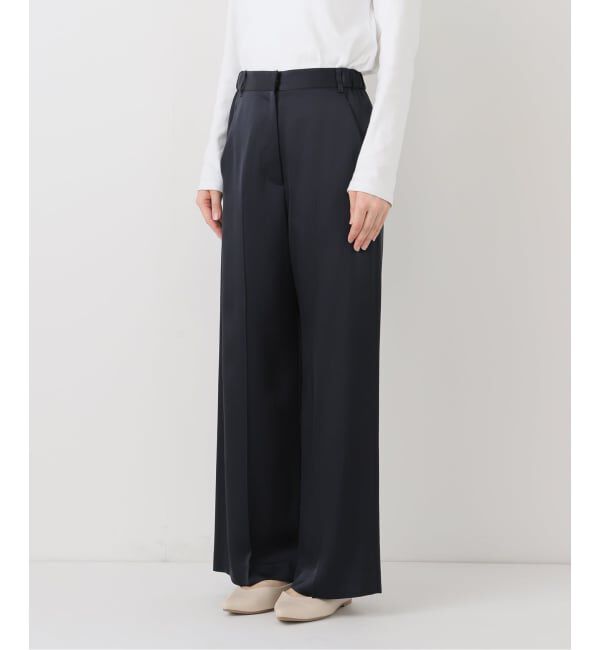 NOBLE「【洗える】ルナサテンベルテッドパンツ」|スラックス|