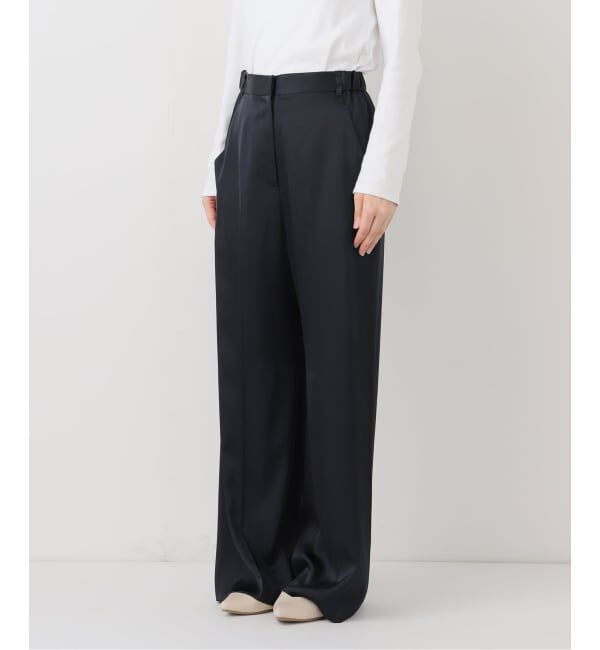NOBLE「【洗える】ルナサテンベルテッドパンツ」|スラックス|