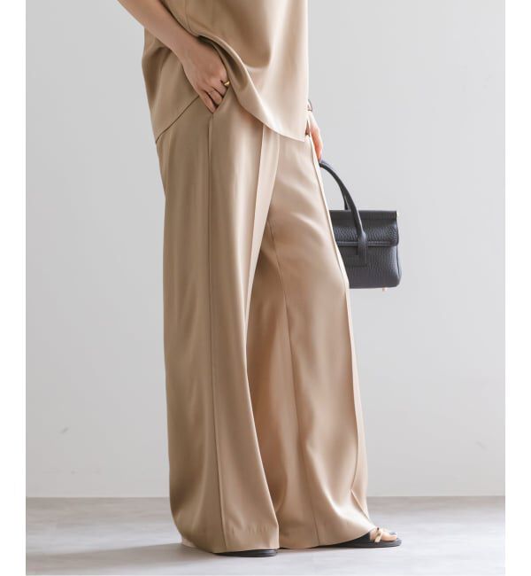 NOBLE「【洗える】ルナサテンベルテッドパンツ」|スラックス|