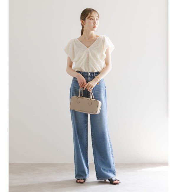 NOBLE「【洗える】レオパードジャガードデコルテVブラウス」|シャツ・ブラウス|