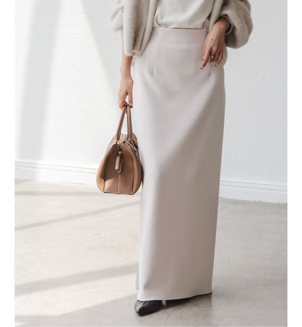 NOBLE「《追加》【洗える】コンフォートジャージーライクタイトスカート 5」|スカート|ホワイト A