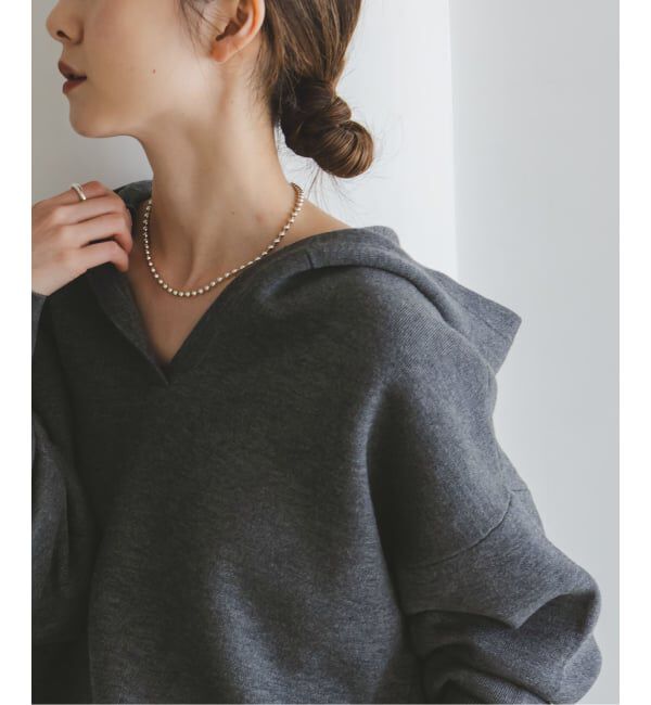 NOBLE「《追加》接結タック編みフードプルオーバー」|ニット・セーター|