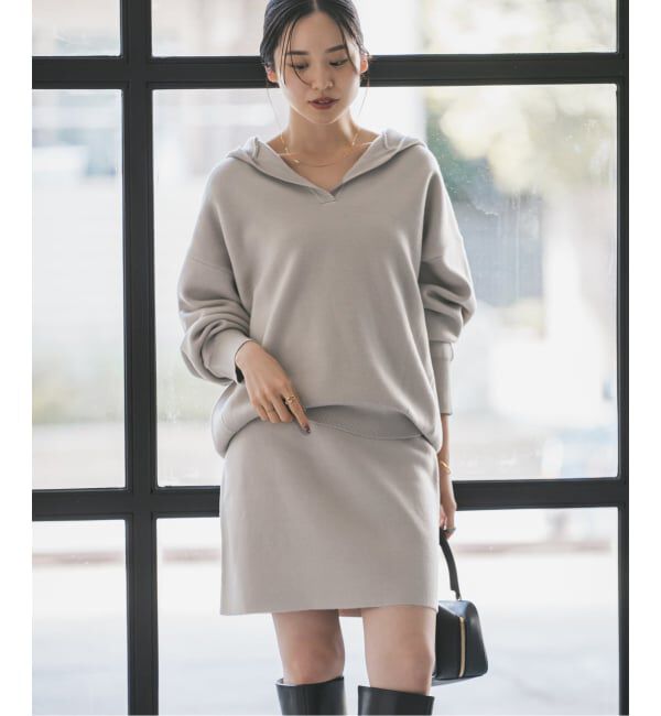 NOBLE「《追加》接結タック編みフードプルオーバー」|ニット・セーター|