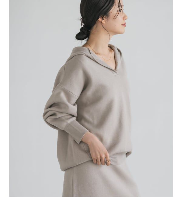 NOBLE「《追加》接結タック編みフードプルオーバー」|ニット・セーター|