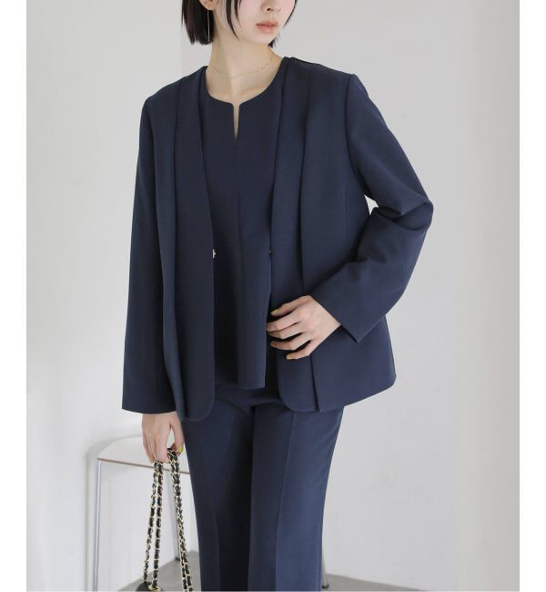  「2WAYスリットジャケット」|ノーカラージャケット|