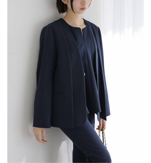  「2WAYスリットジャケット」|ノーカラージャケット|