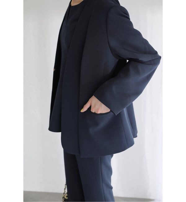  「2WAYスリットジャケット」|ノーカラージャケット|