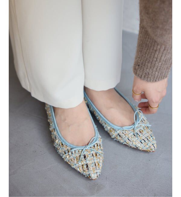  「ポインテッドツイードバレエ」|バレエシューズ|サックスブルー