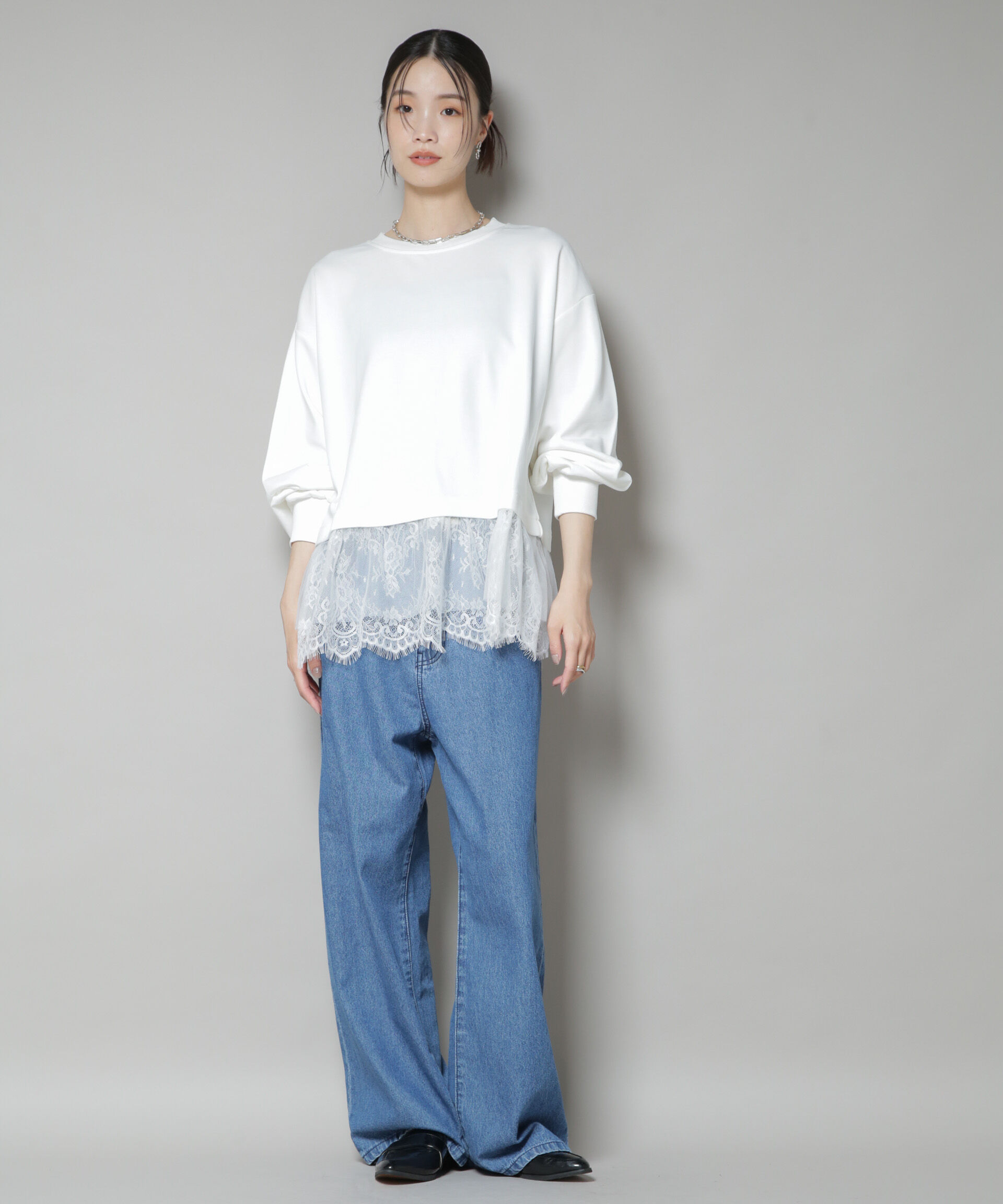 nano･universe「裾レースコンビペプラムカットトップス」|Tシャツ・カットソー|