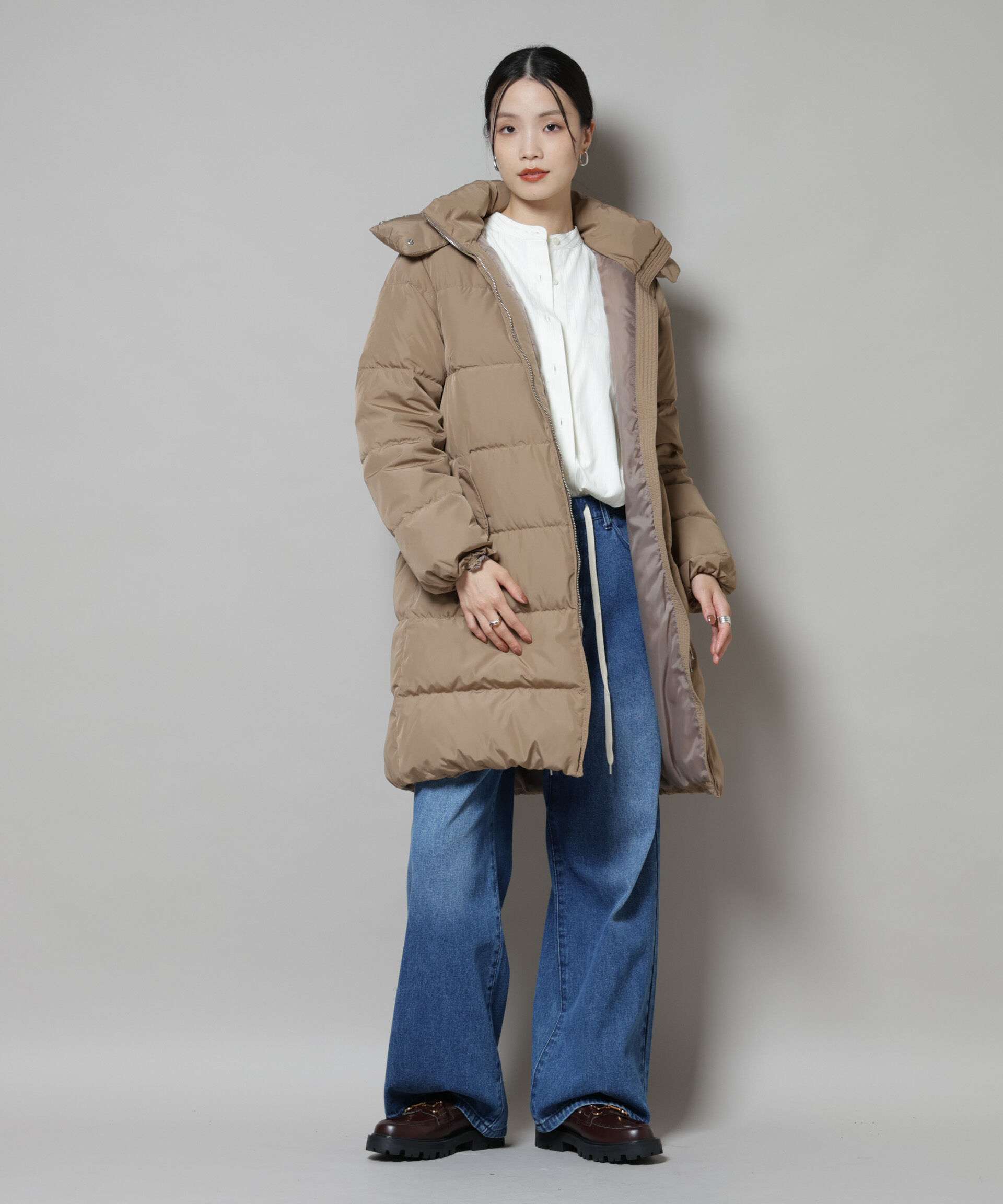 nano･universe「撥水加工 フードロングダウンコート」|ダウン|