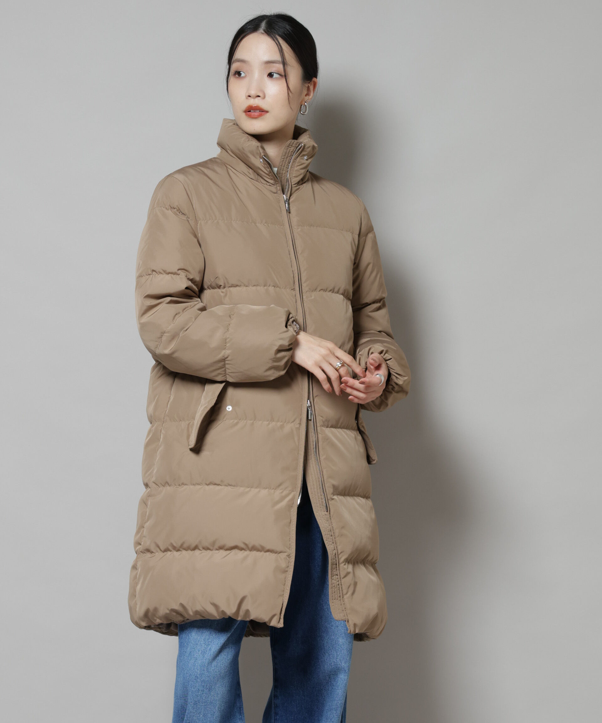 nano･universe「撥水加工 フードロングダウンコート」|ダウン|