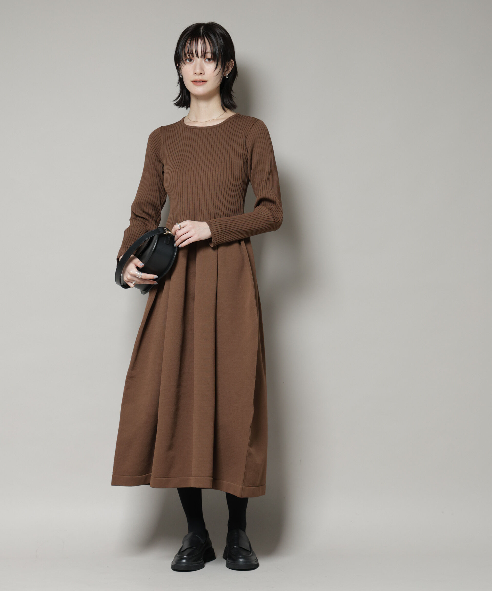 nano･universe「フォルムスカートニットワンピース」|ワンピース|ブラウン