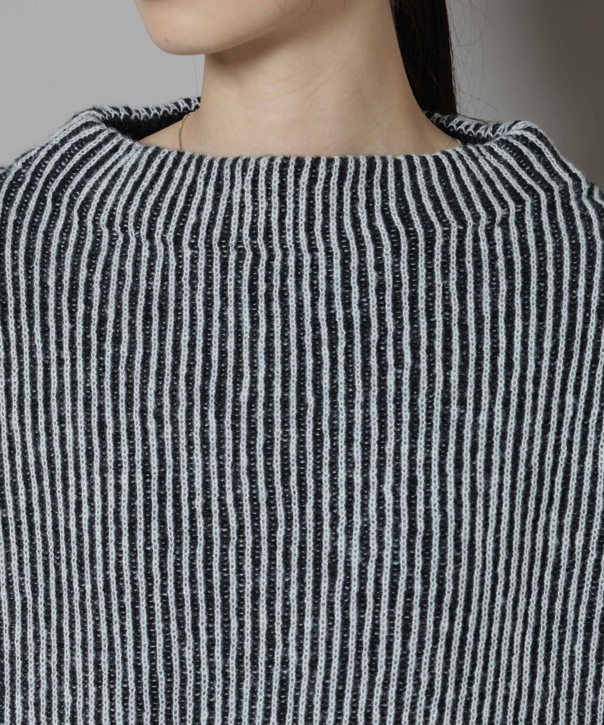 nano･universe「シャドーストライプニットプルオーバー」|ニット・セーター|