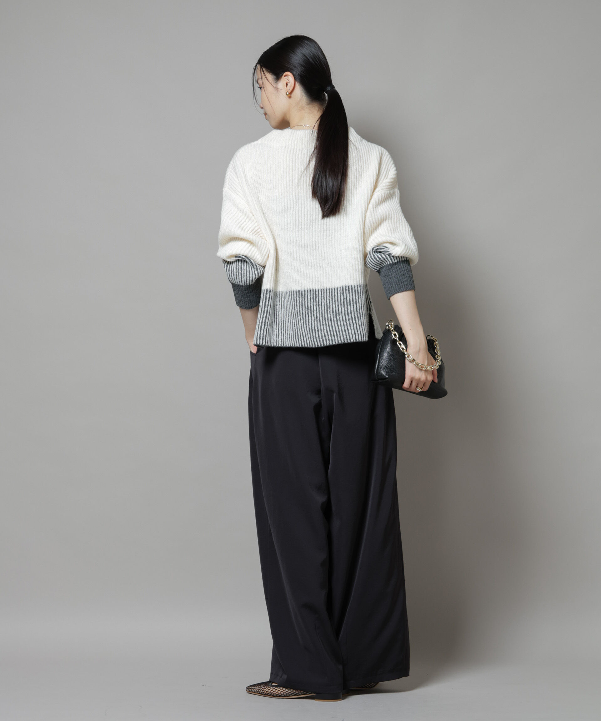 nano･universe「シャドーストライプニットプルオーバー」|ニット・セーター|