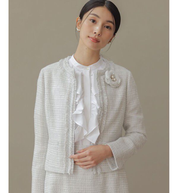 組曲「【KUMIKYOKU NAVY】ラメループモールツイード ジャケット」|ノーカラージャケット|